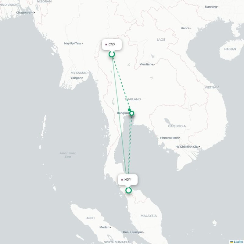 CNX - HDY route map