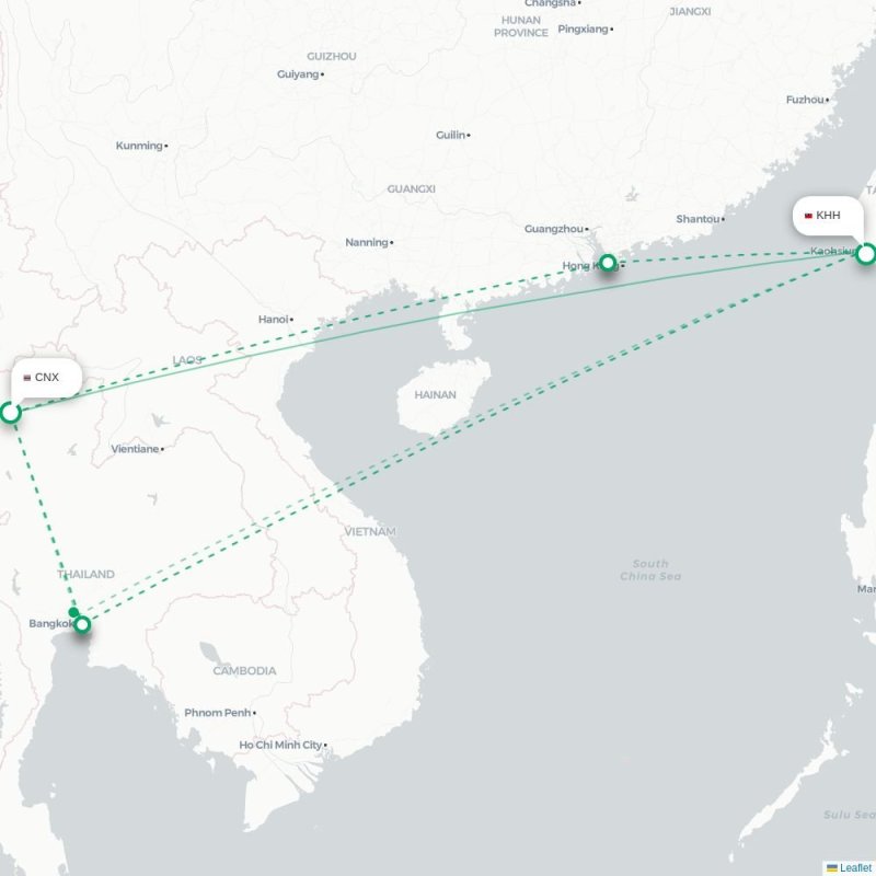 CNX - KHH route map