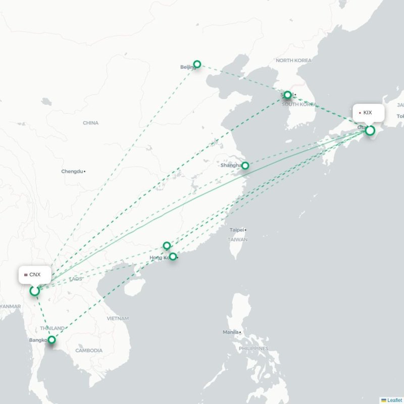 CNX - KIX route map