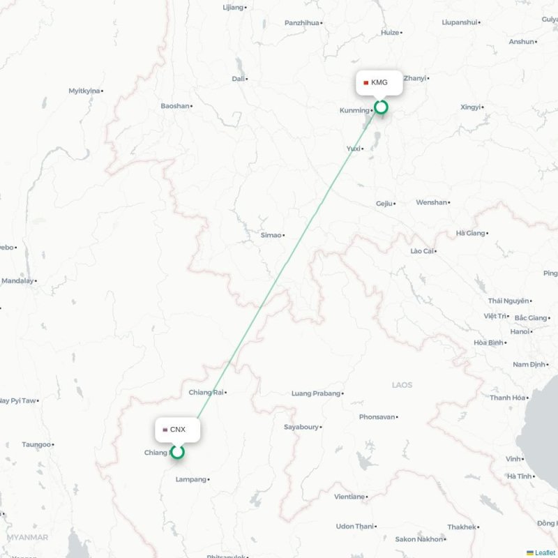 CNX - KMG route map