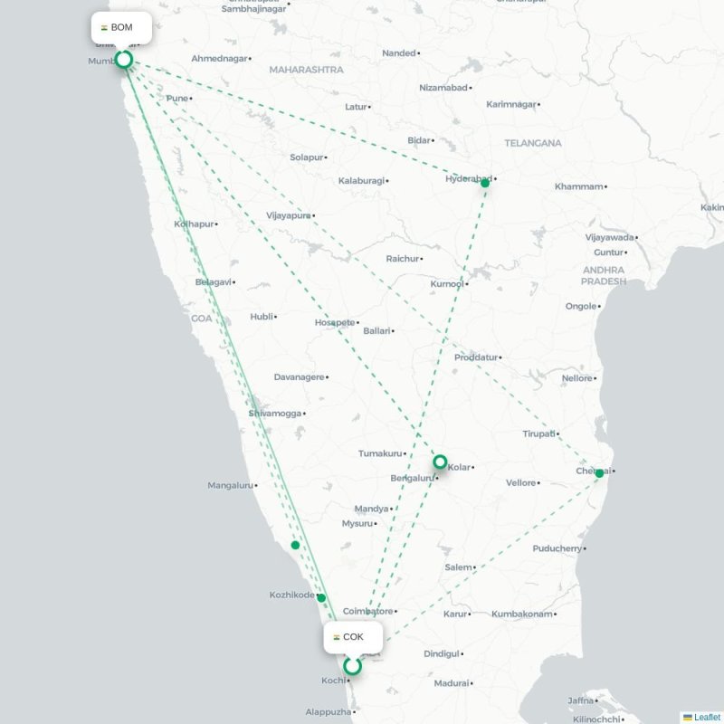 COK - BOM route map