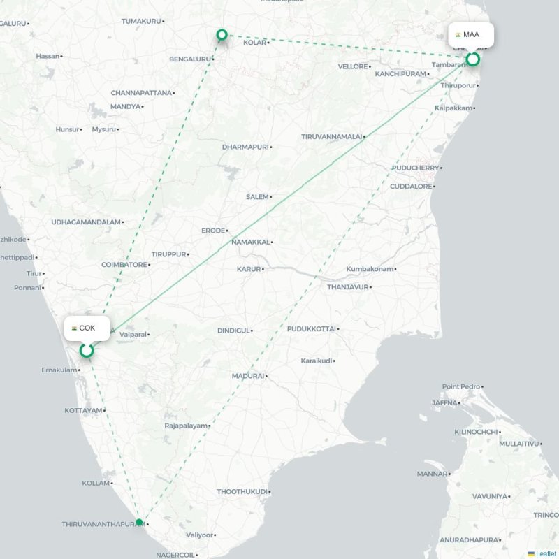 COK - MAA route map