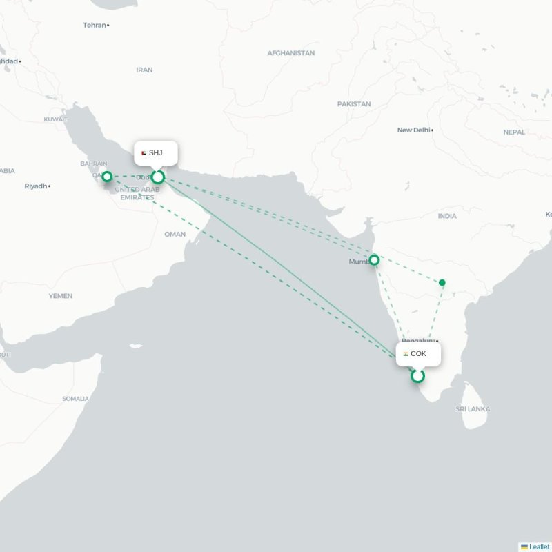 COK - SHJ route map