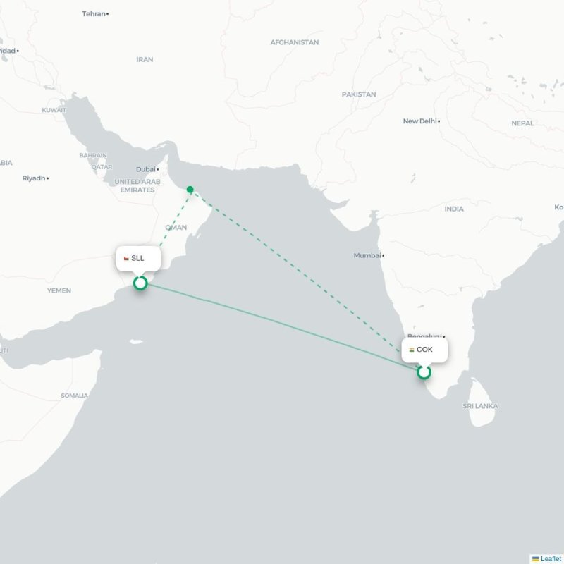 COK - SLL route map
