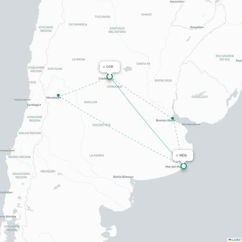 COR - MDQ route map