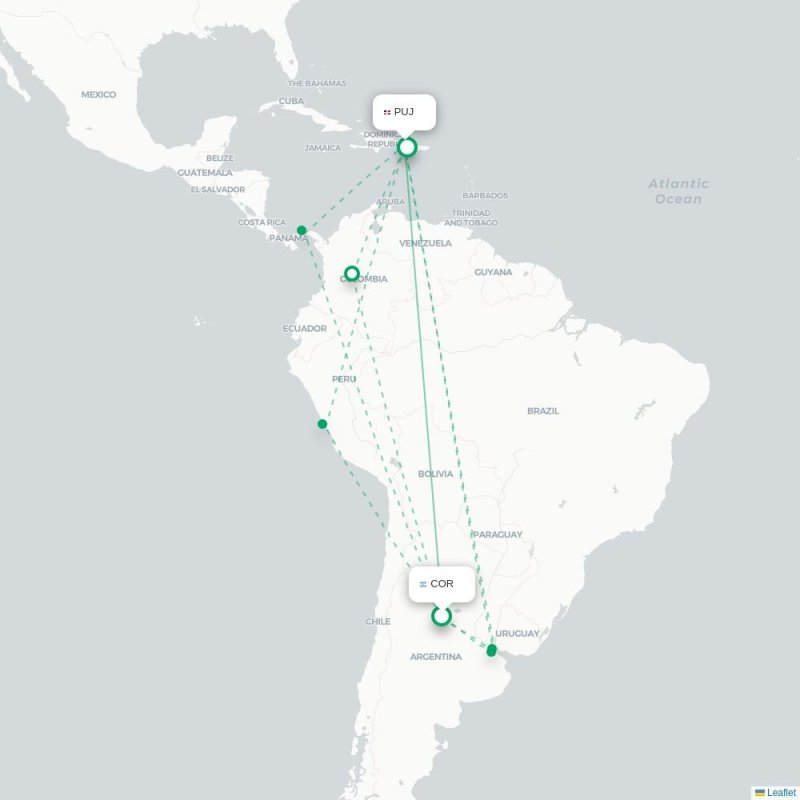 COR - PUJ route map