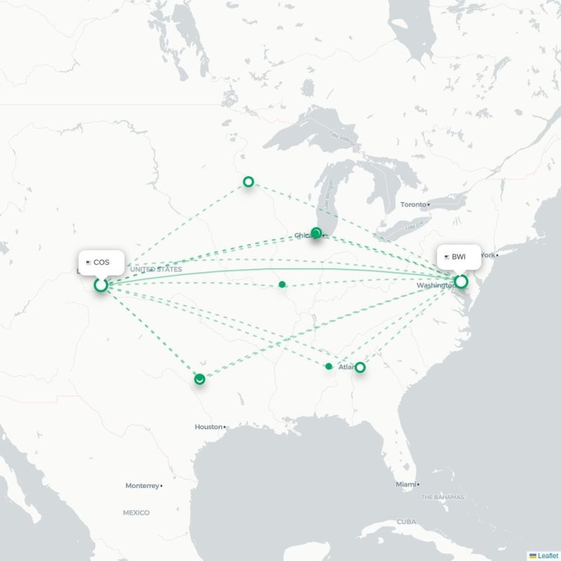 COS - BWI route map