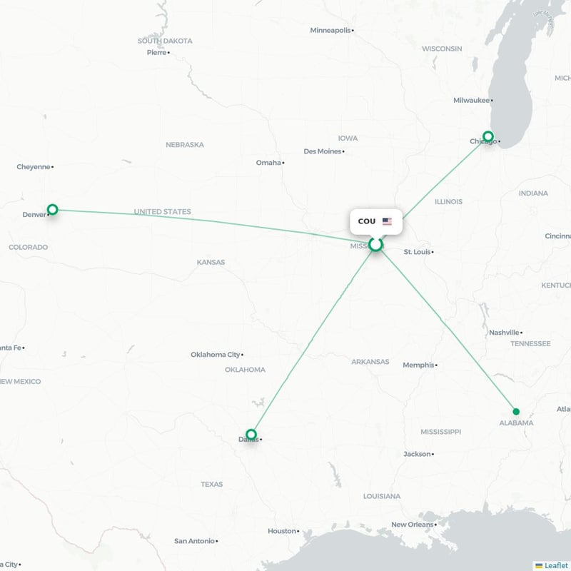 Route map Columbia  COU airport