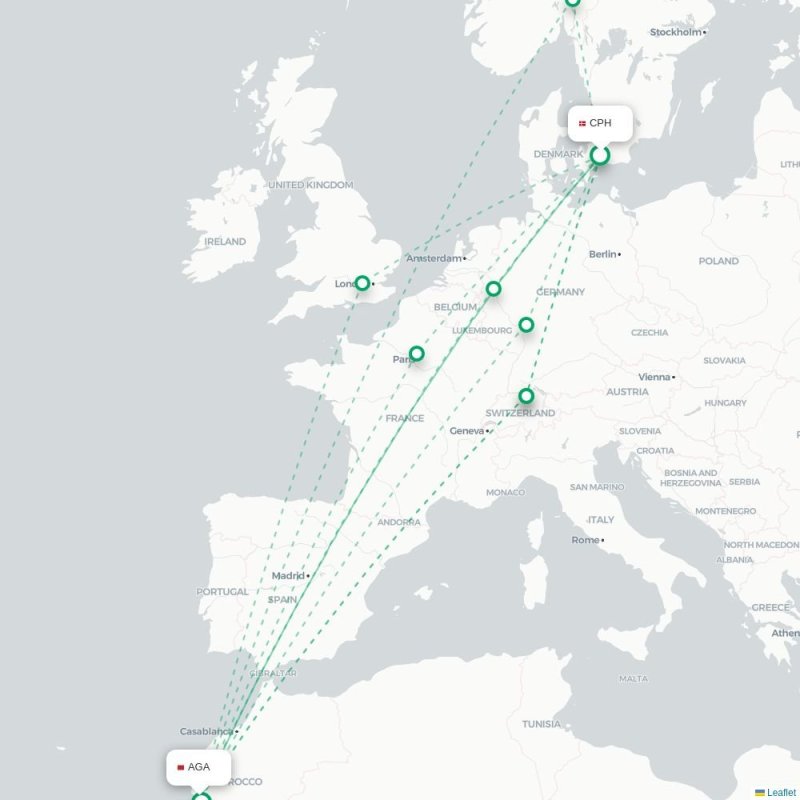 CPH - AGA route map