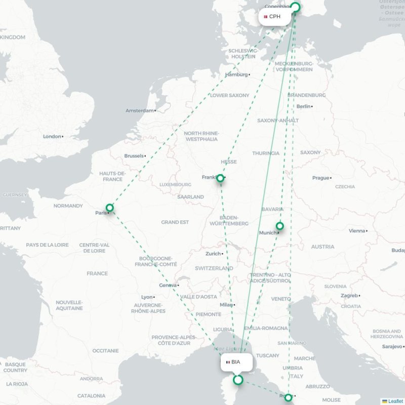 CPH - BIA route map