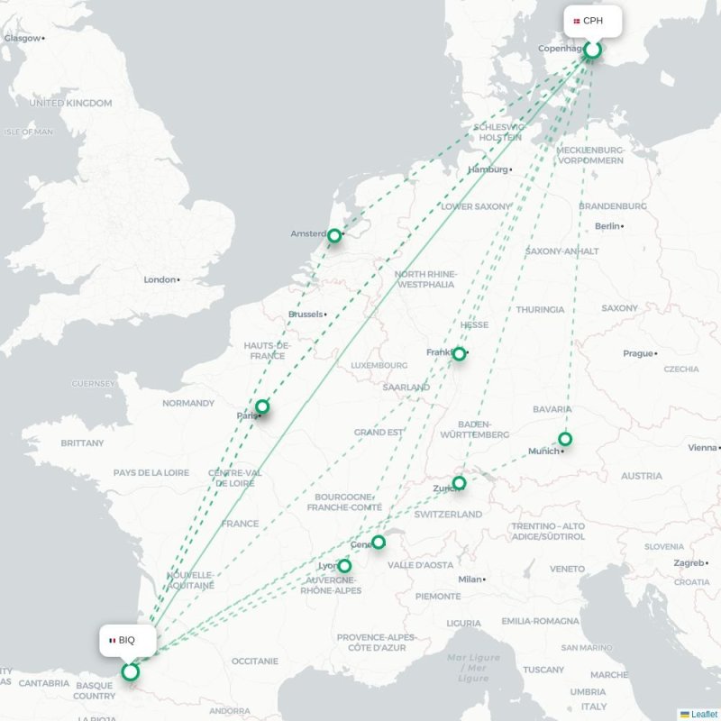 CPH - BIQ route map