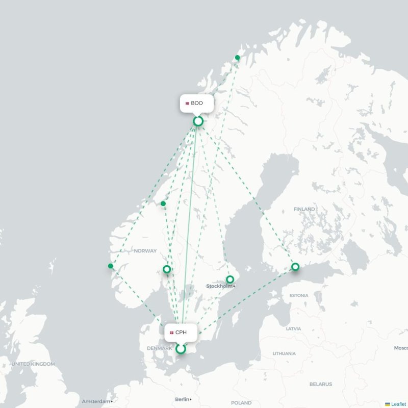 CPH - BOO route map
