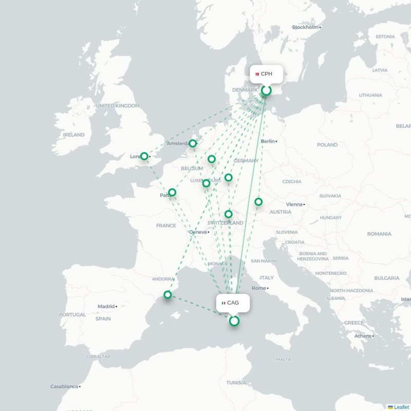 CPH - CAG route map