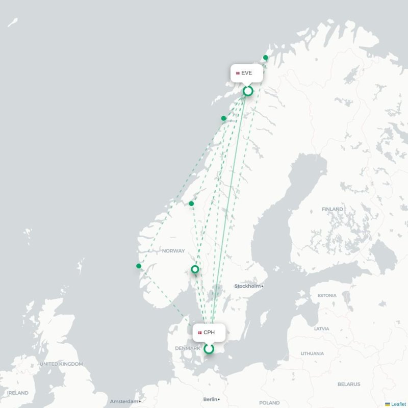 CPH - EVE route map