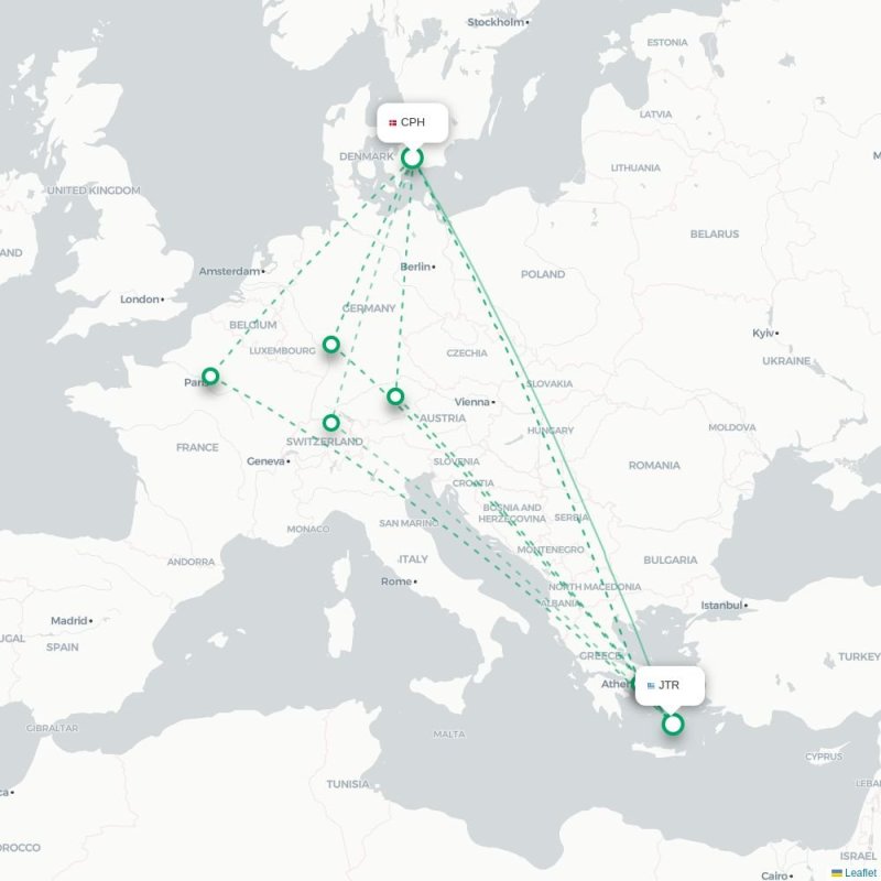 CPH - JTR route map