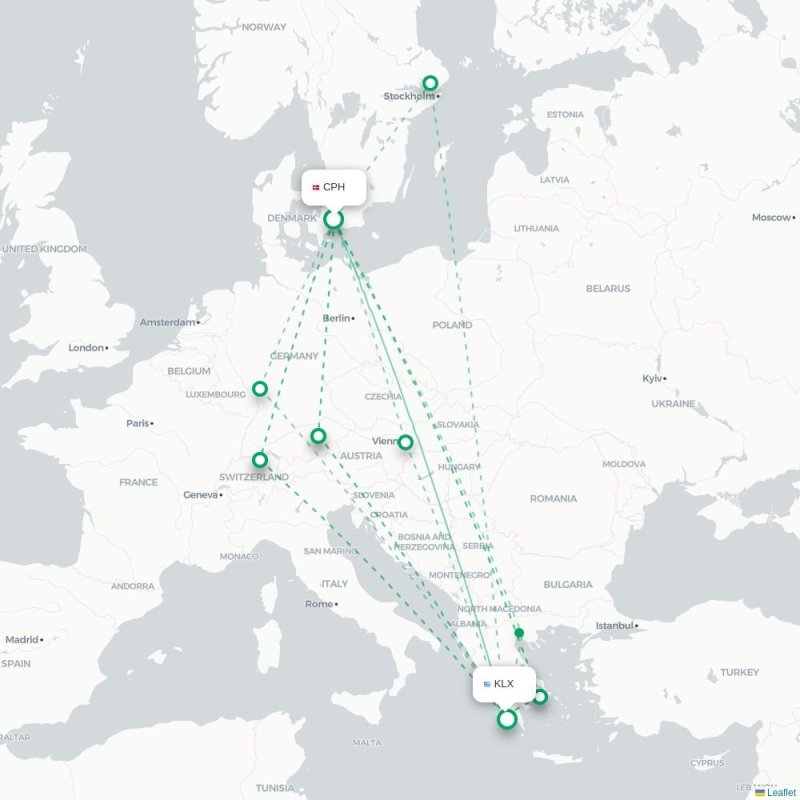CPH - KLX route map