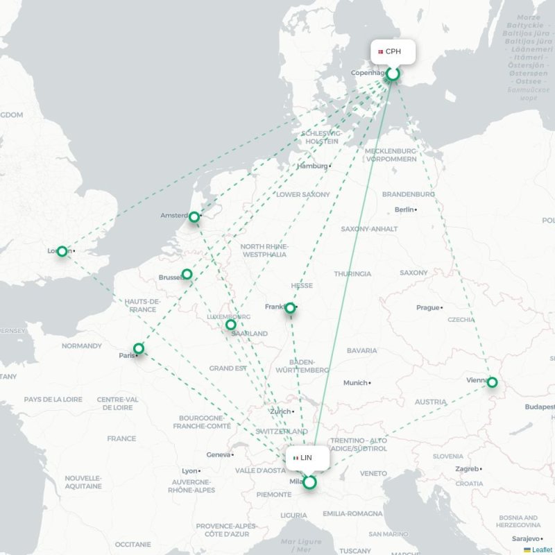 CPH - LIN route map