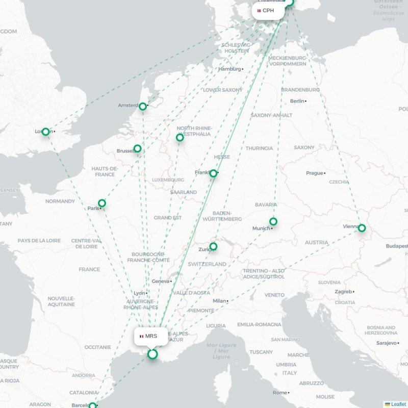 CPH - MRS route map