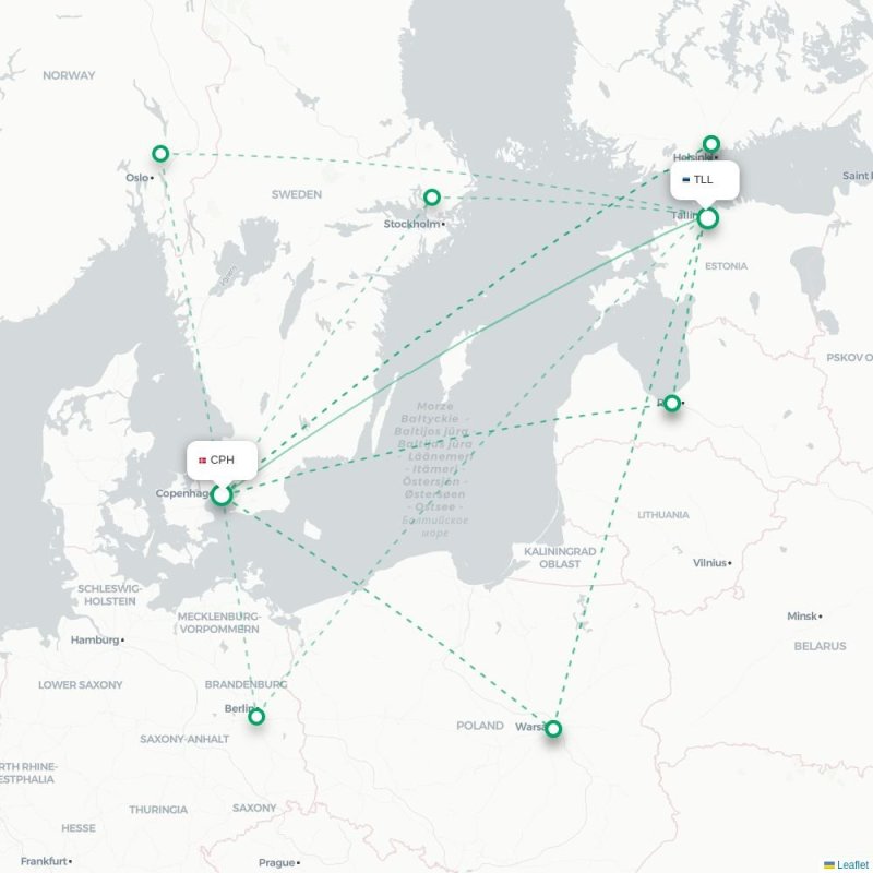 CPH - TLL route map