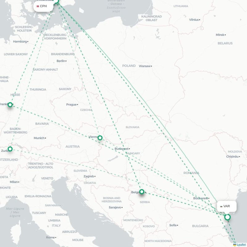 CPH - VAR route map