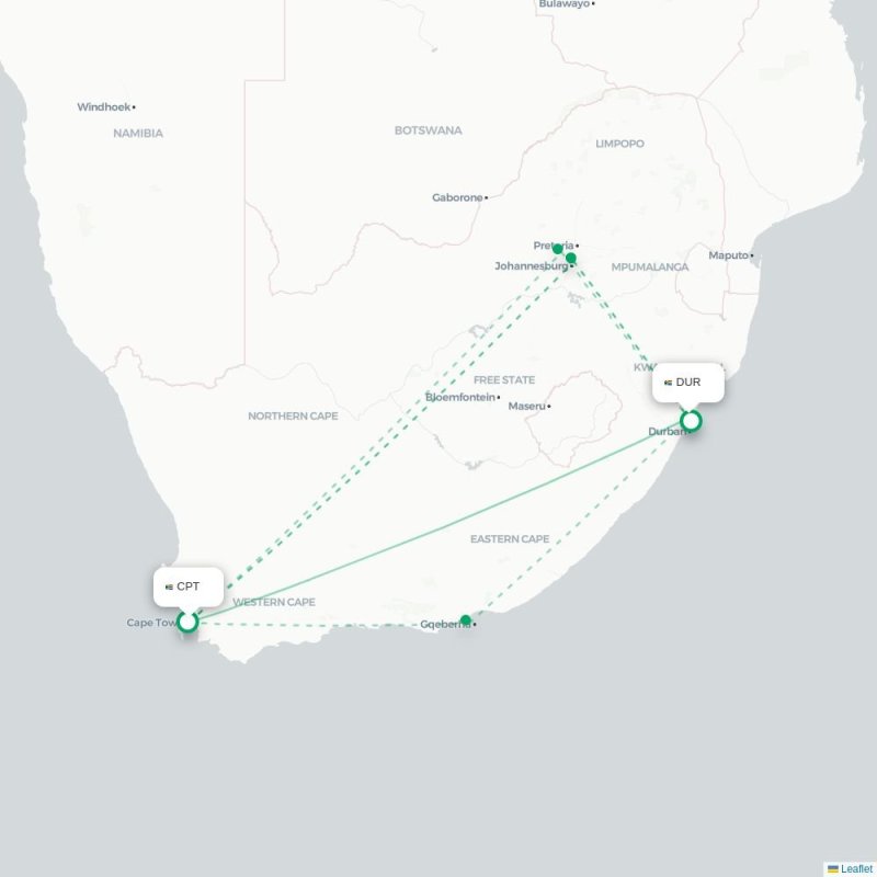 CPT - DUR route map