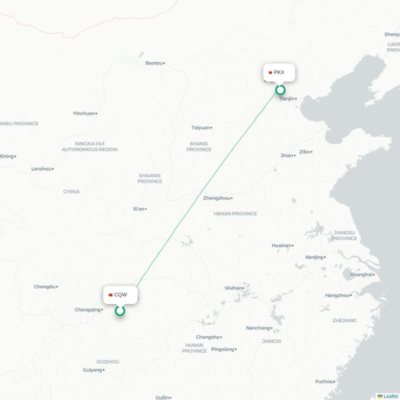 CQW - PKX route map