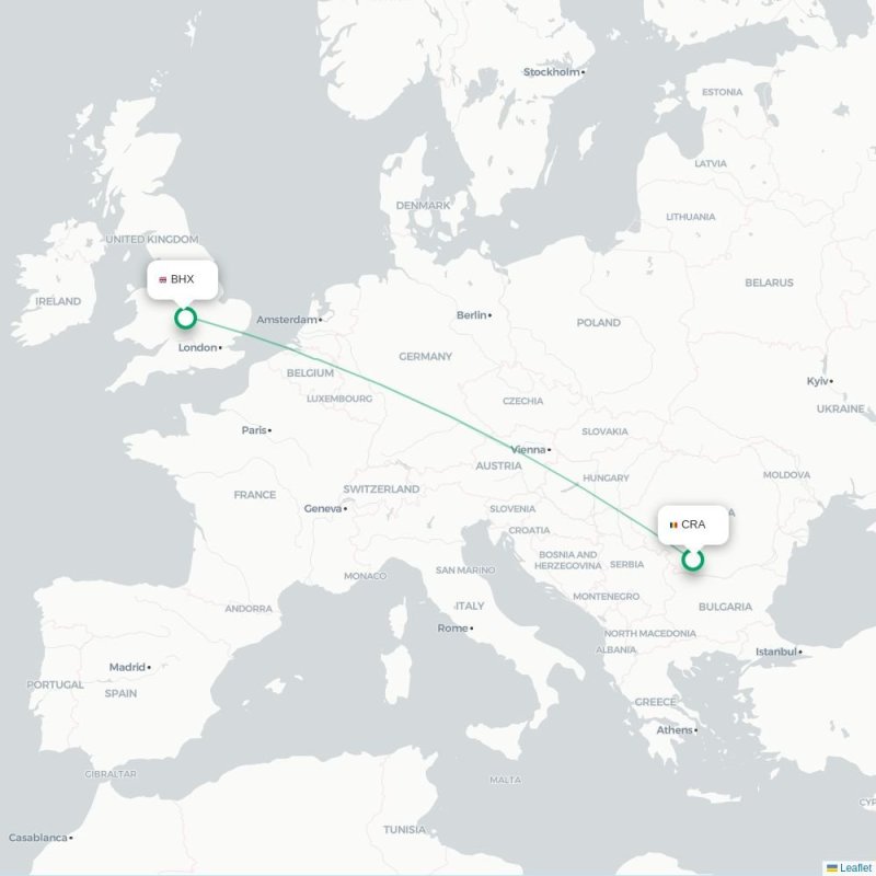 CRA - BHX route map