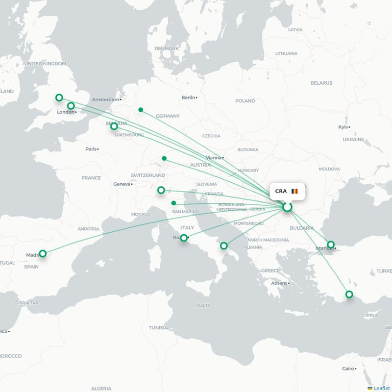 Route map Craiova  CRA airport
