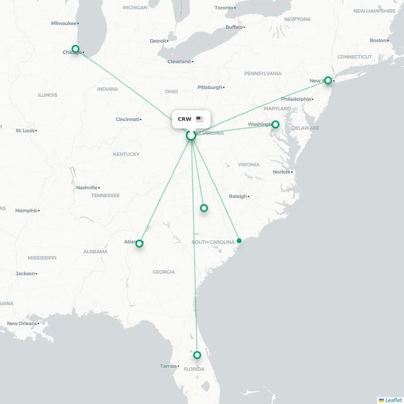 Route map Charleston  CRW 