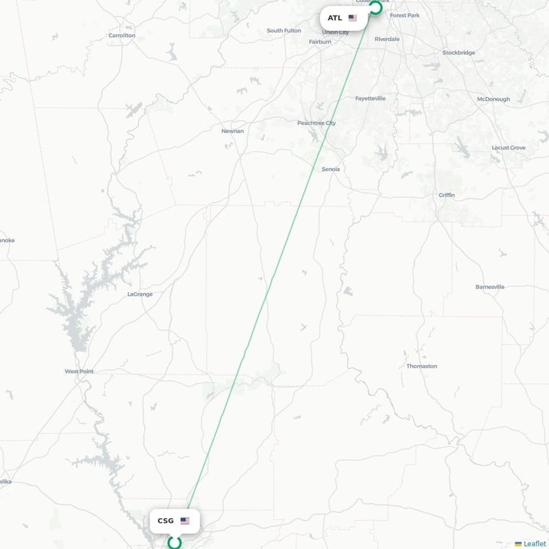 Route map Columbus  CSG airport