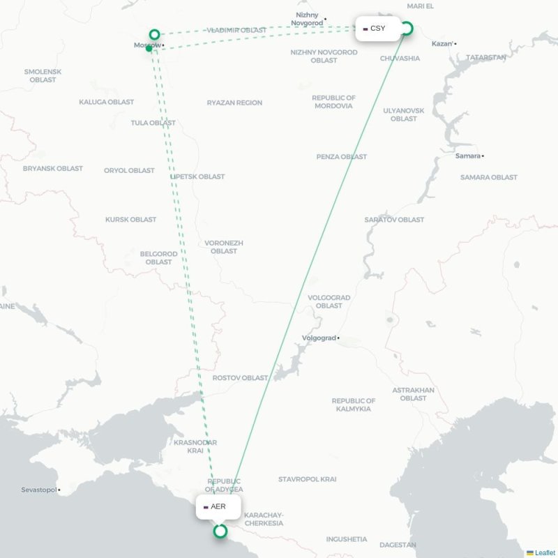 CSY - AER route map