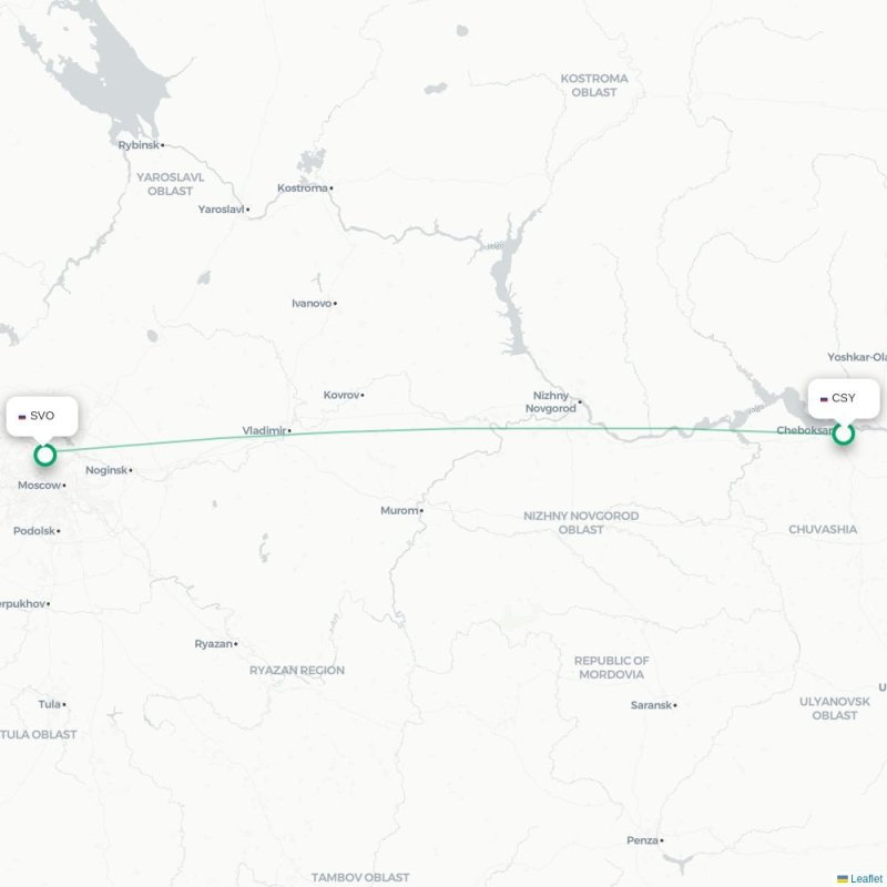 CSY - SVO route map