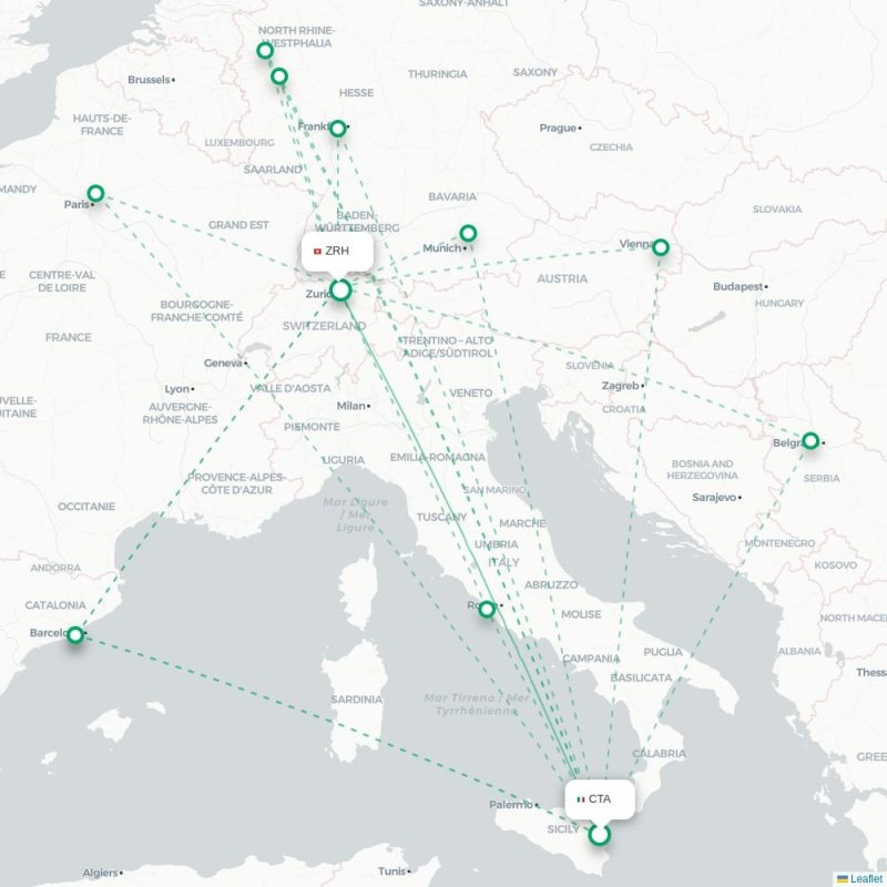 CTA - ZRH route map