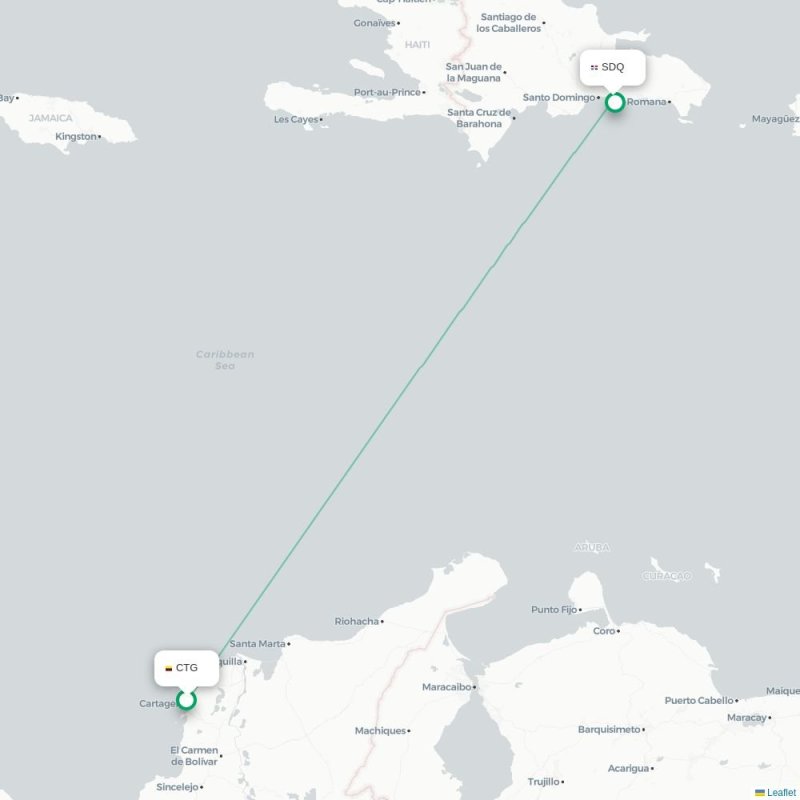 CTG - SDQ route map
