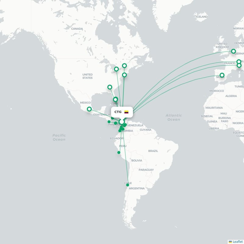 Route map Cartagena  CTG 