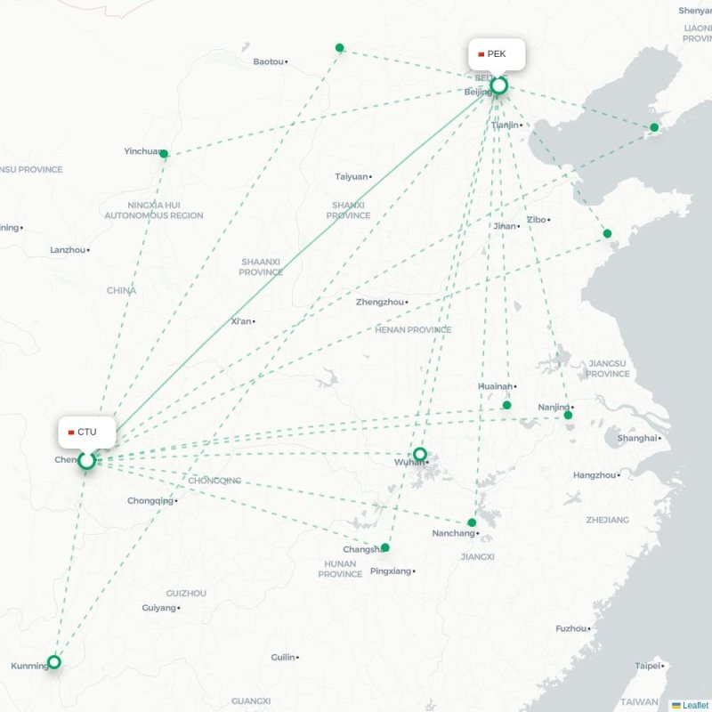 CTU - PEK route map