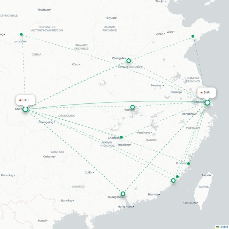 CTU - SHA route map