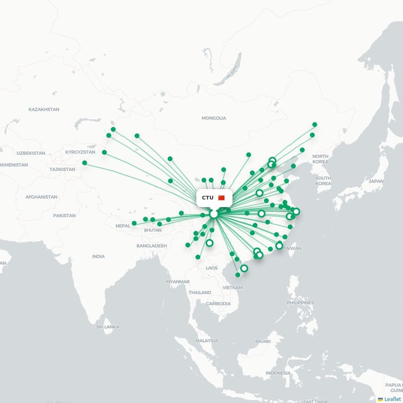 Route map Chengdu  CTU airport
