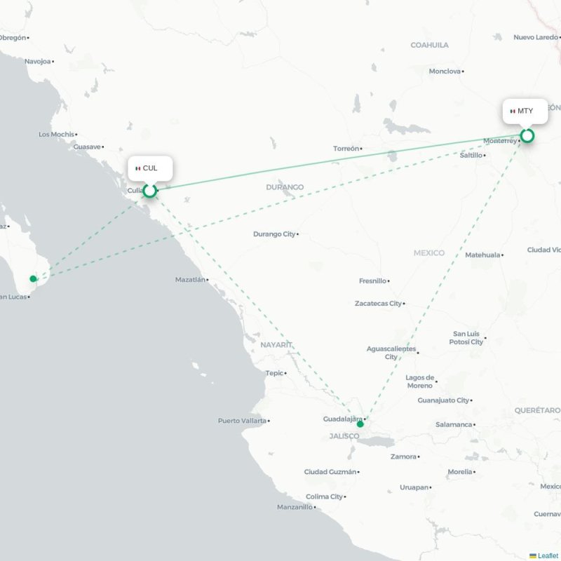 CUL - MTY route map