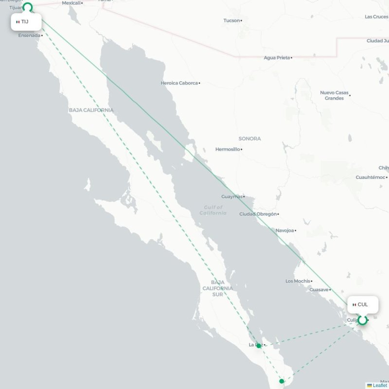 CUL - TIJ route map