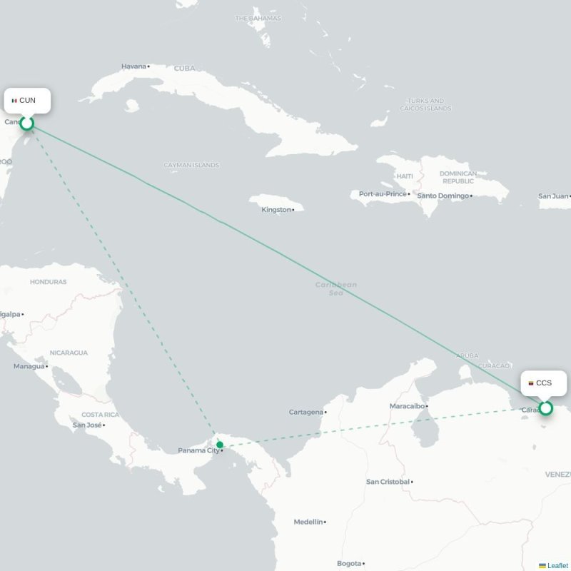 CUN - CCS route map