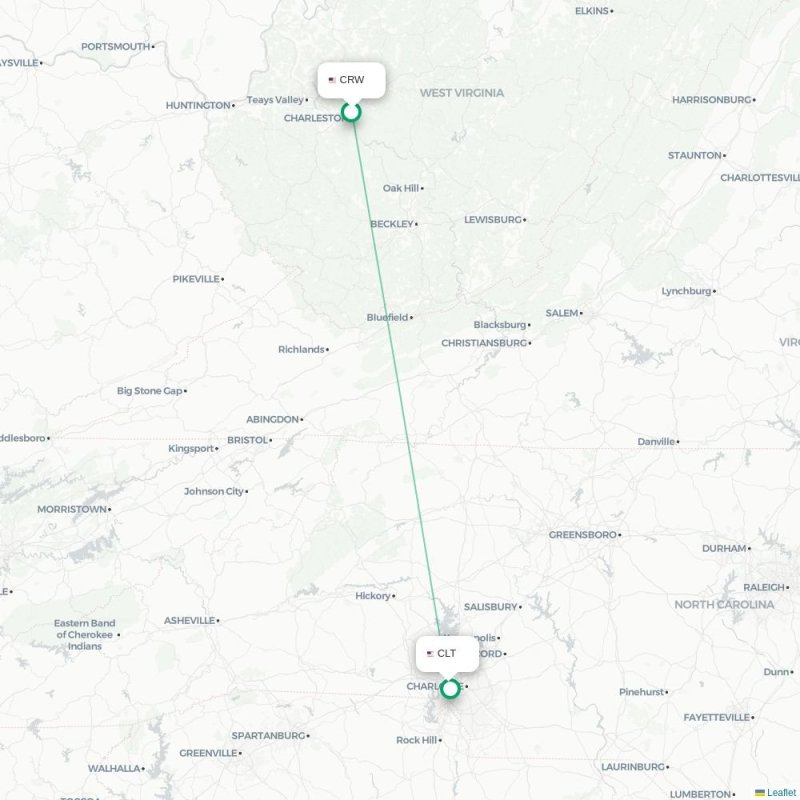 CUN - CLT route map