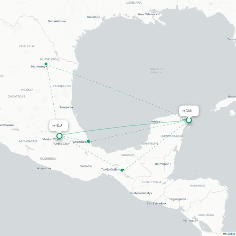 CUN - NLU route map