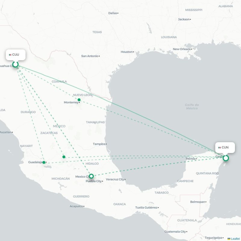 CUU - CUN route map