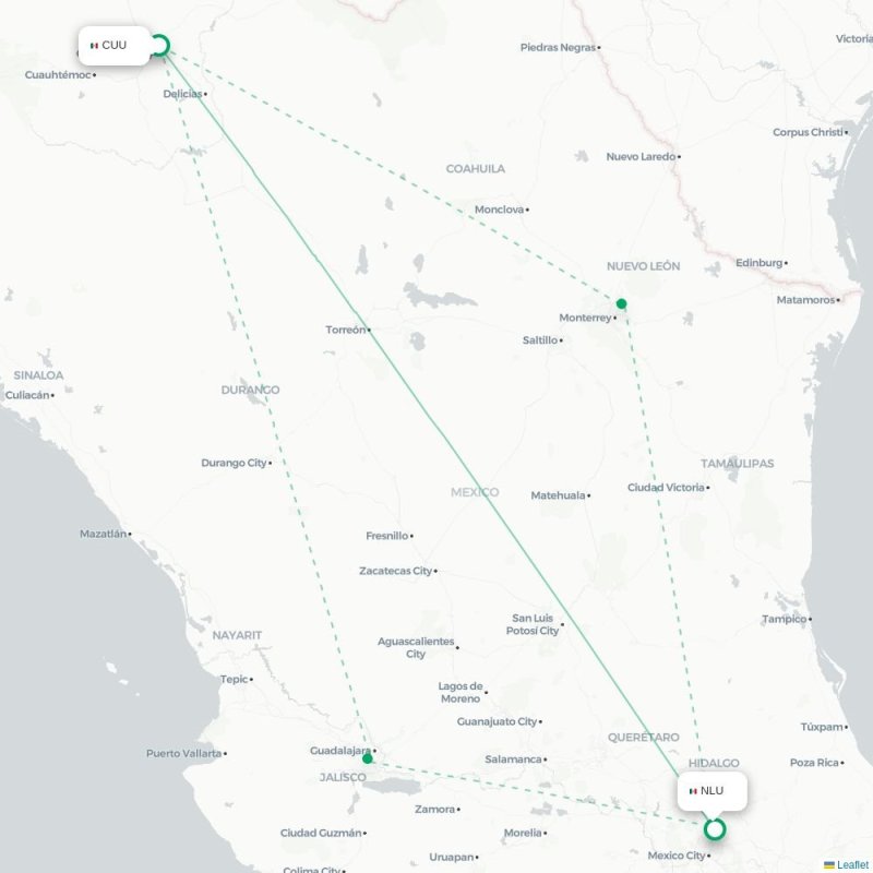 CUU - NLU route map