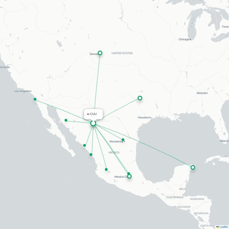 CUU - MEX route map