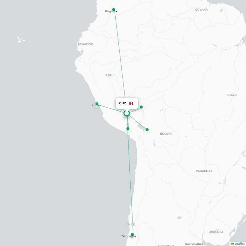 Route map Cuzco  CUZ airport
