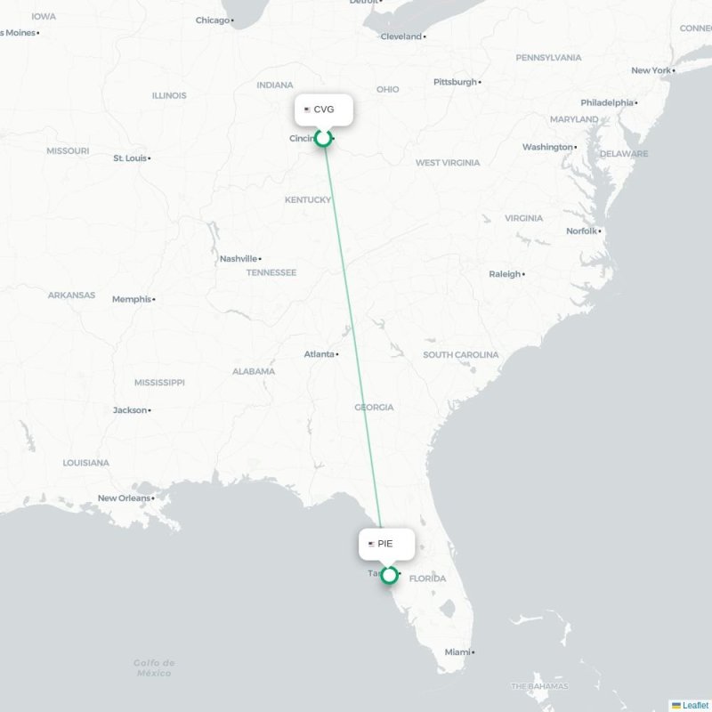 CVG - PIE route map