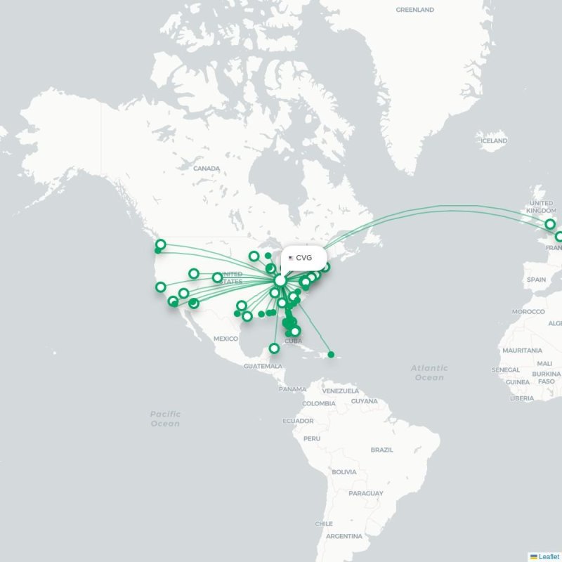 CVG - AUS route map