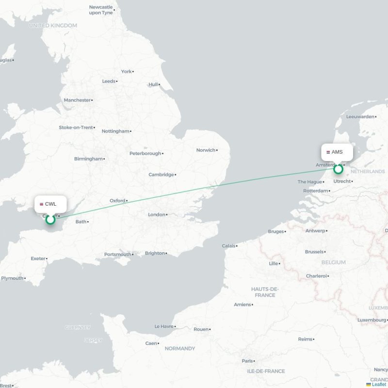 CWL - AMS route map
